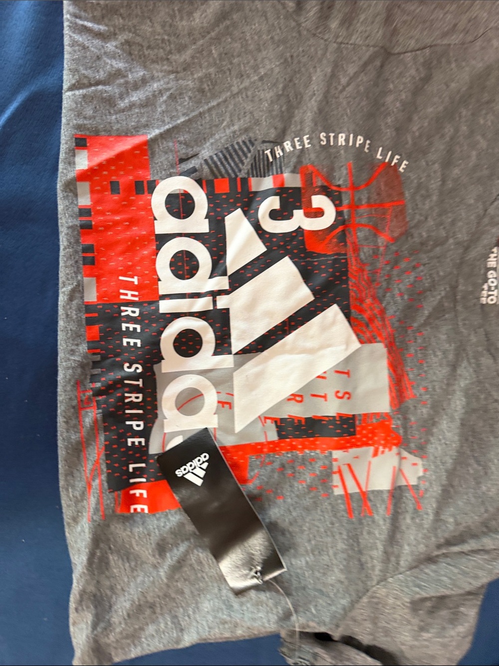 adidas Grey T-Shirt with Red and White Graphic Logo
